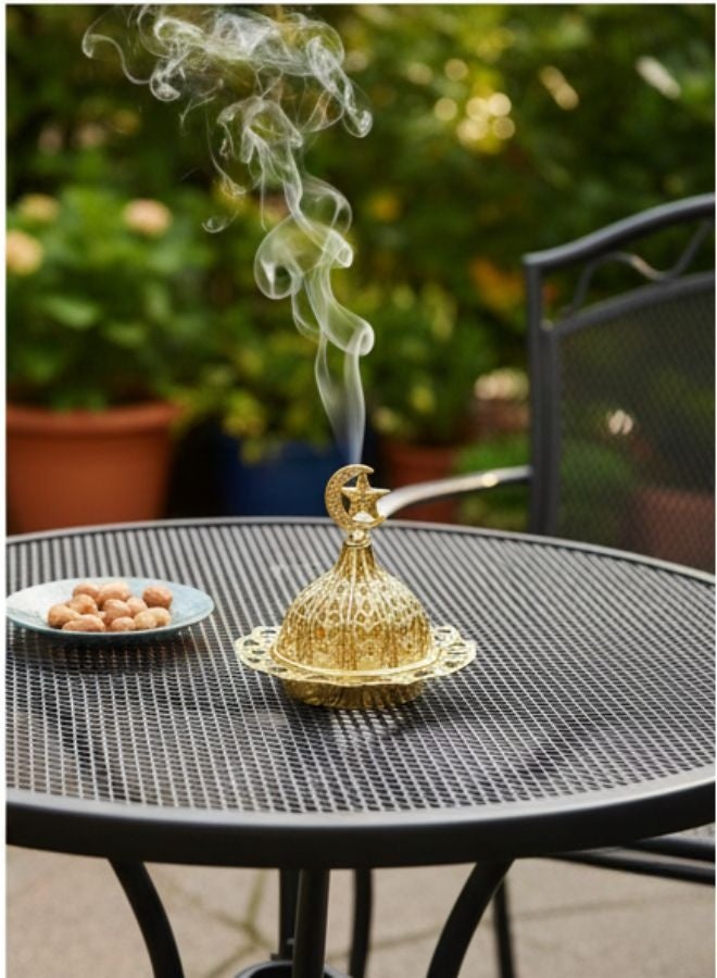 Golden Arabic Incense Burner – Elegant Metal Incense Holder Made of High-Quality Iron with Removable Lid – Perfect for Evenly Spreading Fragrance, Home Decor, Special Occasions & Luxurious Gift for Friends and Family - Image 3